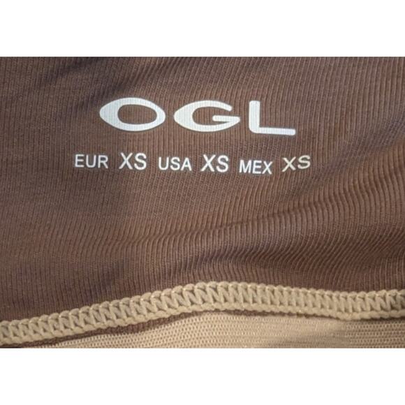 OGL Move built in bra brown halter top Sz XS Stretchy Sustainable Vacation Boho - Picture 4 of 4